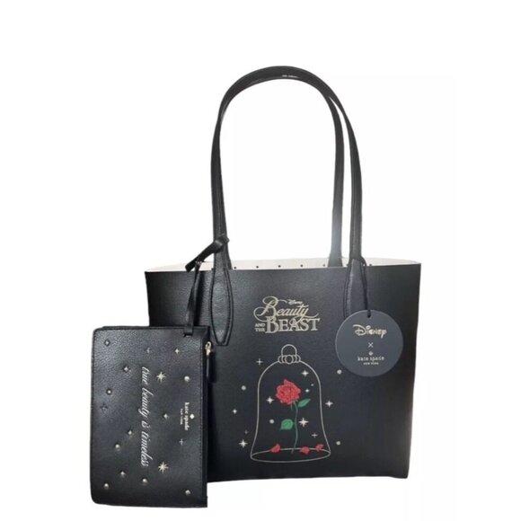 Kate Spade X Disney Beauty and The Beast Small Leather Reversible Tote Handbag - Picture 1 of 6